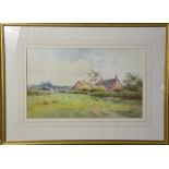 Sylvester Stannard RBA, 19th century watercolour depicting Flitwick Cottage Sussex with chickens and