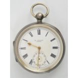 A 1930s swiss made silver pocket watch, Birmingham 1931, dial signed H. Stone, Leeds,