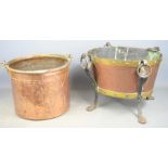Two 19th century copper log bins, one with legs and feet with handles.