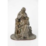 A 19th century bronze by Delarue, modelled with the Madonna & Child with Infant St John, weighted