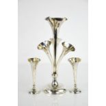 An Edwardian silver epergne with engraved presentation inscription, 24cm high, together with a