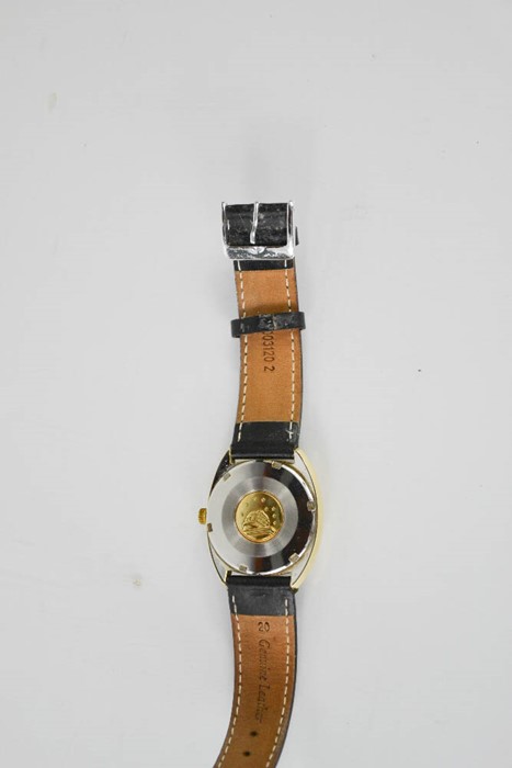 An Omega Automatic Chronometer Constellations wristwatch, with black leather strap. [Serviced by - Image 4 of 4