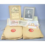A group of 78rpm records and Victorian sheet music