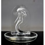 A Lalique crystal glass ring tidy, depicting female figure, the base engraved Lalique, France,