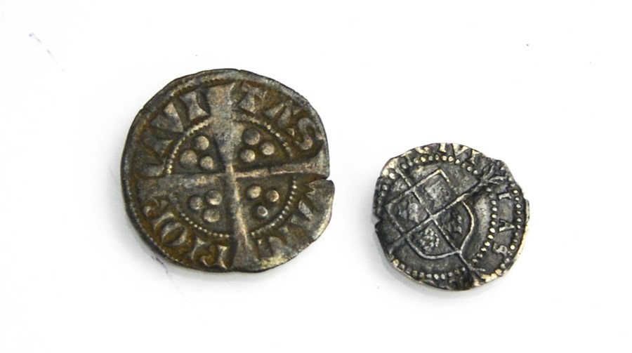 A silver Queen Mary I groat, 1553 - 1554, together with an Irish silver penny of King Edward I, - Image 2 of 2