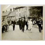 A black and white Fleet Street photograph of a Royal walk-about in Northamptonshire with Kenneth