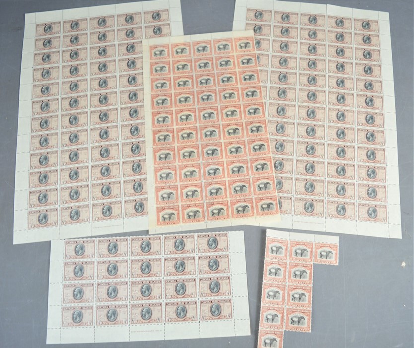 Two full sheets and a block of mint stamps, King George V 1935 Cayman Islands together with a