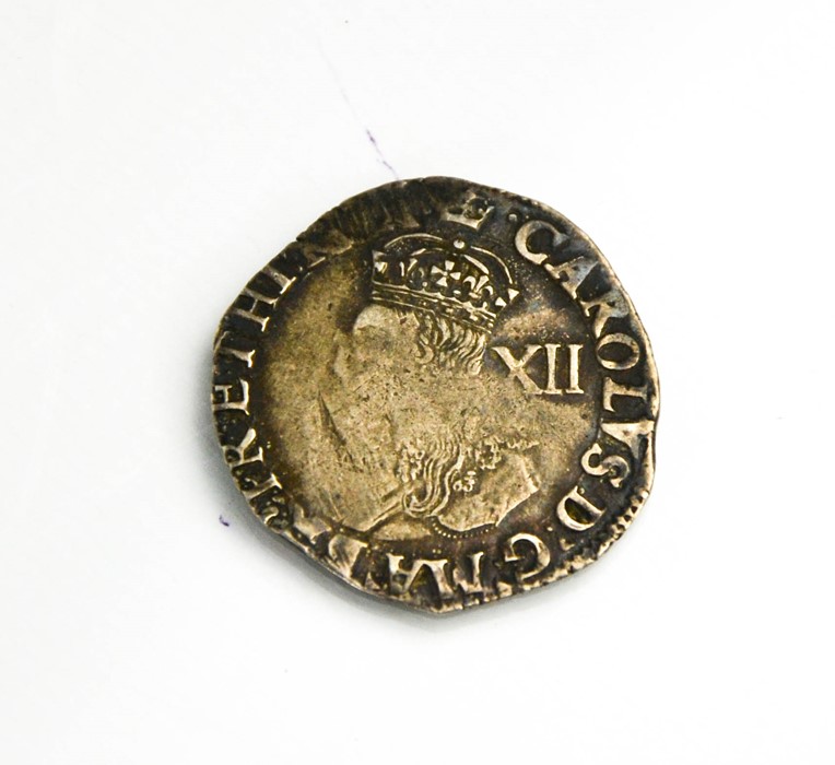 A Charles I shilling, issue date 1625-1649.