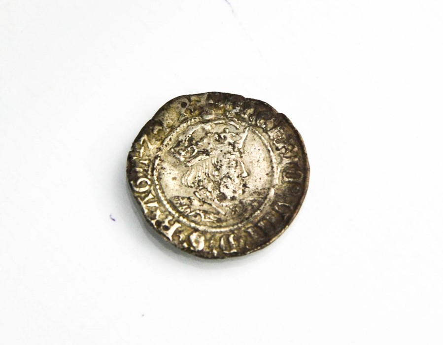 A King Henry VIII silver half groat, two pence, second coinage, 1526-1544.