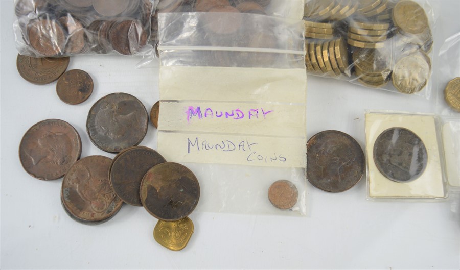 A group of British coins to include Victoria pennies,QEII threepence, farthing, Maundy coins, half - Image 2 of 3