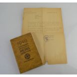 A German book of metal work dated 1940 together with a WWII letter from the N.S.D.A.P regarding an