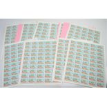 Twenty complete sheets of mint St Vincent stamps, boat building,1965, SG231 & 231A