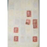 A quantity of Penny Red stamps to include plate numbers 79,84,85,87,92,96,97,107,106,108,109,114,