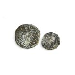 A silver Queen Mary I groat, 1553 - 1554, together with an Irish silver penny of King Edward I,