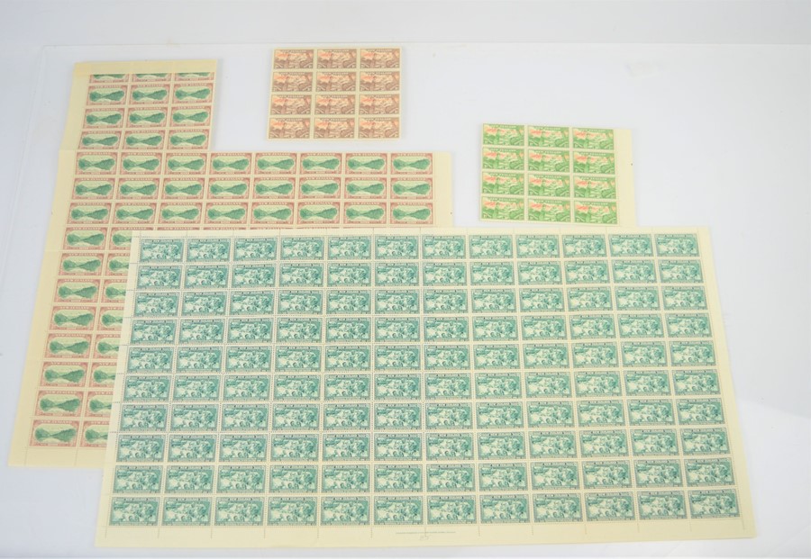 A full sheet of mint New Zealand centennial 1840-1940 stamps together with various blocks from New