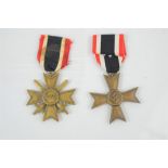 German war merit cross medals, combatant and non-combatant.