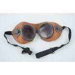 WWI style pilots flying googles with red lenses