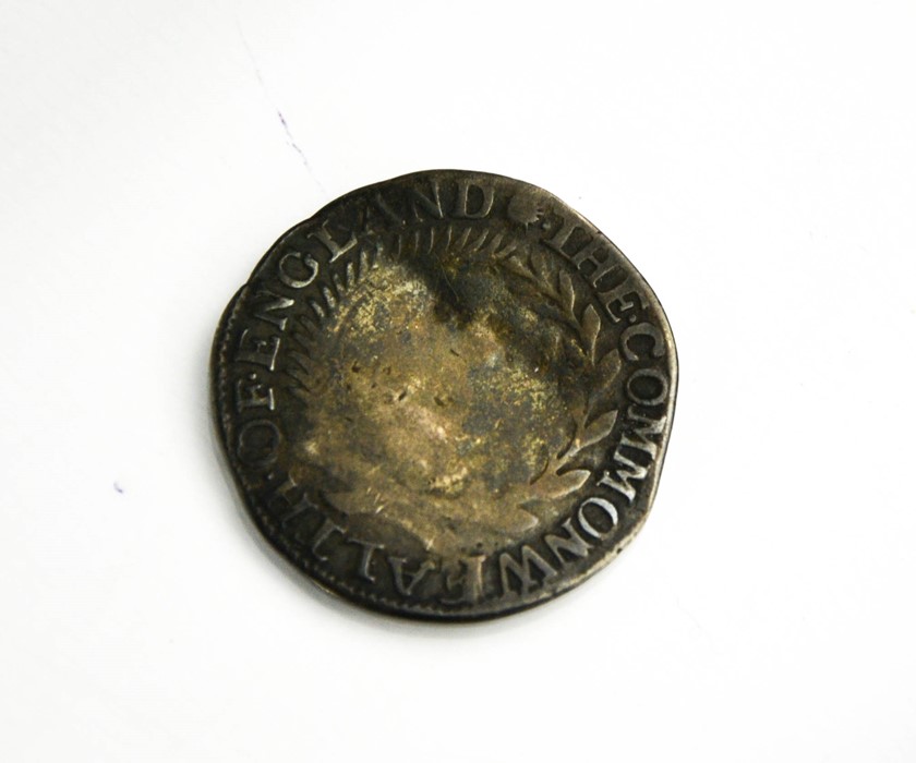 A silver commonwealth shilling, year of issue 1653, also known as 'Breeches Money'. - Image 2 of 2