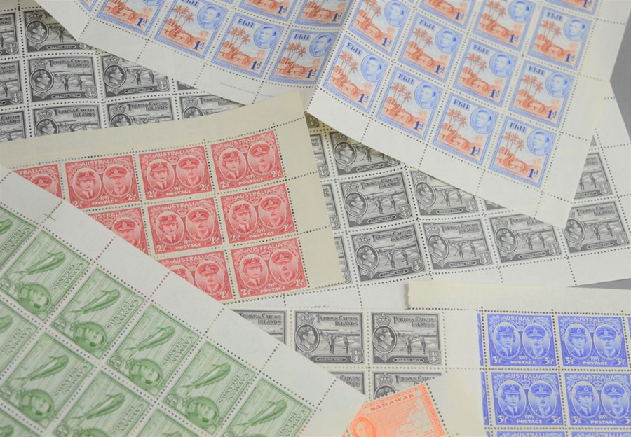 Seven full sheets and various blocks of KGVI mint stamps to include Sarawak,Turks & Caicos Islands, - Image 3 of 3