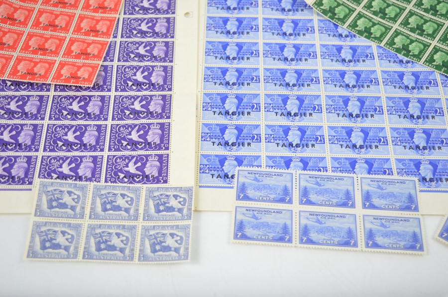 Two full sheets of King George VI mint stamps overprinted Tangier together with mint blocks of - Image 2 of 2