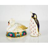 A Royal Crown Derby swan LXI, and penguin.