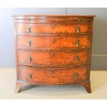 A 20th century walnut and mahogany veneer bow fronted bachelors chest, 78cm by 67cm by 50cm