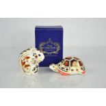 Two Royal Crown Derby animal paperweights; tortoise XLIX and Squirrel LVI, boxed.