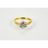 An 18ct yellow gold vintage diamond cluster ring, size R½, 4.6g.