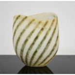 John Ward, sculptural stoneware vase, in green and white, circa 1993, 10cm high. Condition is very