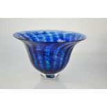 Jane Charles, a glass bowl in blue and green, etched signature to the base, 16cm high.