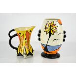 A Lorna Bailey vase titled Beach, and a limited edition jug 79/150, both signed to the bases, the