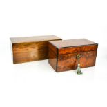 A 19th century box and rosewood tea caddy, with key, 13 by 23 by 12cm.