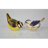 Two Royal Crown Derby birds: LIV, LVIII, both with gold stoppers.