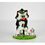 A Lorna Bailey porcelain model golfing cat, 13cm high.