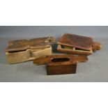 Three antique treen boxes, two with swivel tops.