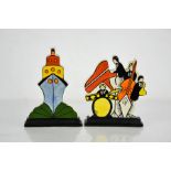 Two limited edition Lorna Bailey flatback pottery ornaments: Ocean Liner 91/250 and The Jazzband