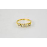 An 18ct gold and diamond half hoop eternity ring, comprising five old cut diamonds, size K, approx