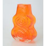 A Whitefriars tangerine Cello vase by Geoffrey Baxter, height 18cm.