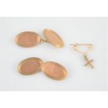 Two pairs of 9ct gold cuff-links, 4.47g