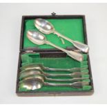 A set of six silver spoons, London 1853, 4.28toz