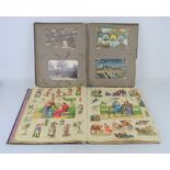 A Victorian scrap book and postcard album