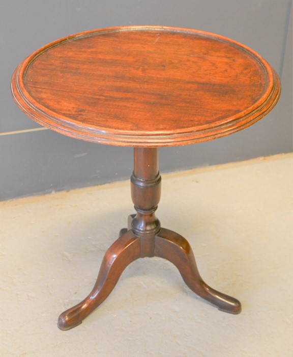 A 19th century mahogany tray top table, 63cm by 57cm diameter