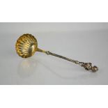 A silver plated Duhme & Co punch ladel, with female bust to the handle.