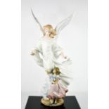 A large Lladro figurine titled Guardian Angel, a winged angel standing guard over a young girl,