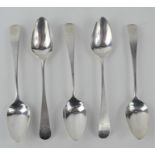 A group of five George III silver teaspoons by Peter Bateman 1796, 2.05 toz