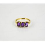 A 9ct gold vintage amethyst and diamond ring, size N, 2.4g.