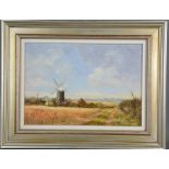 Gina Grimwood (20th century): Burhnam Overy Mill, Norfolk, oil on board, 24 by 34cm.