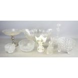 A group of glass and crystal ware to include decanter, bowls together with a continental vase with