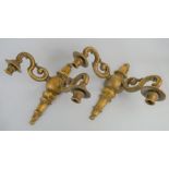 A pair of French style twin branch wooden wall lights