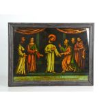 A 19th century reverse painting on glass depicting Thomas's Unbelief.